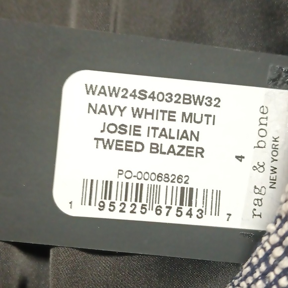 Rag & Bone Josie Italian Tweed Blazer In Blue And White - Picture 11 of 13